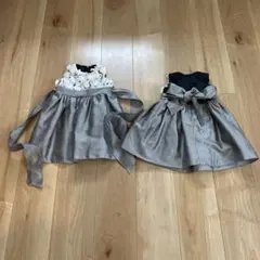 フォーマルドレス グレー フラワーモチーフ