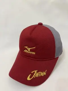 【Mizuno】メッシュキャップ レッド　グレー Japan テニス