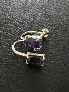 中古品 美品 アメジスト シルバー フープイヤリング