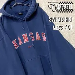 【激レア2XL☆メキシコ製90s】ナイキ刺繍カレッジスウェットパーカー ネイビー