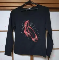 Clin delleクランデール 赤いヒールの靴デザイン長袖Tシャツ