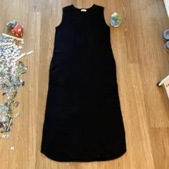 PLST ノースリーブワッフル生地ブラックワンピース Mサイズ