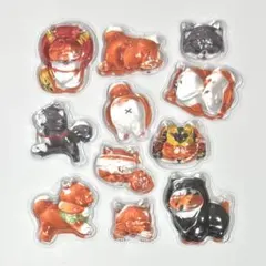 2433＊クリスタルカメオ 柴犬 11個 3D立体シール おすそ分け カット済