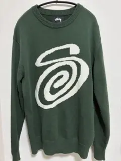 Stussy スワールロゴ ニットセーター L グリーン Stussy スワールロゴ ニットセーター Lサイズ グリーン