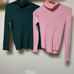 美品 チャオパニックティピー アンチピリング配色ステッチタートルニット ピンク