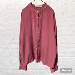 11393 ELENCARE DUE バンドカラーブラウス シャツ ピンク紫