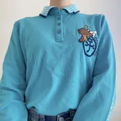 castelbajac カステルバジャック 長袖 ポロシャツ 刺繍ロゴ クマ