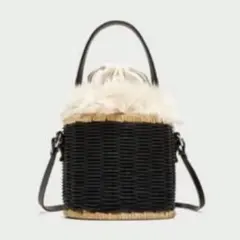ZARA フェイクファーインナー付 ポシェット カゴバッグ