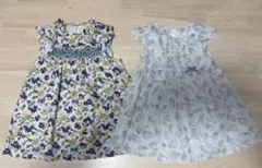 キッズ ワンピース 2点セット 花柄 フェザー柄　Bebe タルティーヌショコラのサムネイル