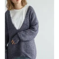 Ray Cassin　深Vネック畦ニットプルオーバー