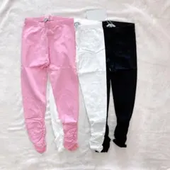 ✿伸びる ガール レギンス スクール キッズ服 3本セット 4-5years