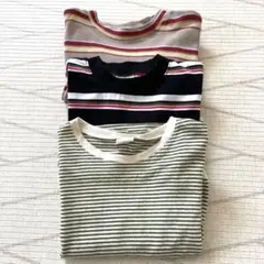 韓国子供服　ロンT トップス　ボーダー　セット　S M 90 100