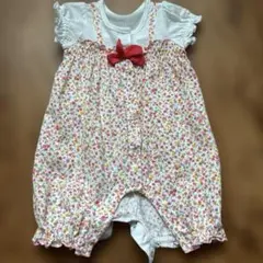 60 MIKIHOUSE ミキハウス ロンパース 小花柄 リボン 女の子 フリル