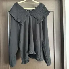 シャーリング　ブラウス　L