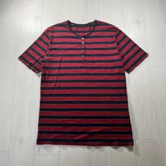 00s OLD UNIQLO 太ボーダー ヘンリーネック Tシャツ XL Y2K