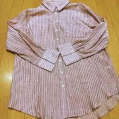 【美品】DISCOATディスコート　シアーシャツ　ピンク　ストライプ　ボーダーのサムネイル