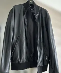 新品未使用✨️美品 ZARA ブラック レザーボンバージャケット Lサイズのサムネイル