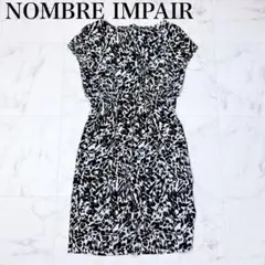 ■ NOMBRE IMPAIR ノースリーブワンピース 総柄 モノトーンのサムネイル