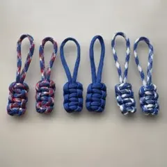 ハンドメイド パラコード ジッパープル 6本セット　ブルー系のサムネイル