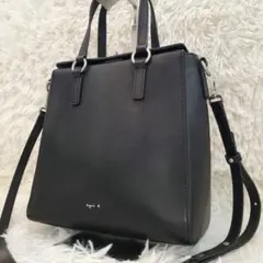 ⭐極美品⭐agnes b. 自立型 ターンロック 2way ショルダーバッグ 黒
