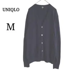 ユニクロ「M」メンズ ピュアニューウール Vネックカーディガン シンプル 紺色