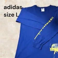 adidas ロンT L ブルー 袖プリント バックプリント バスケ ストリート