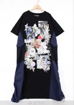 【is scolar】花コラージュ柄異素材使いワンピース《土日限定割引中》のサムネイル