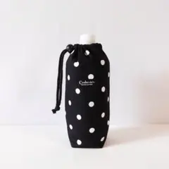 ハンドメイド　保温保冷　ドット　ペットボトルケース　ブラック×ホワイト