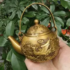 銅器 龍鳳紋急須 茶壶 置物 中国美術 工芸品 茶道具 飾り