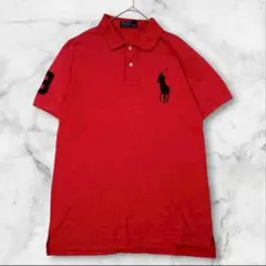 ラルフローレン ポロシャツ 半袖 ビッグポニー 刺繍 赤 コットン シンプル
