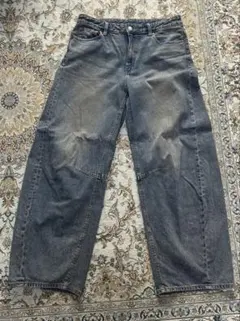 ダークブルー ワイドレッグ デニム