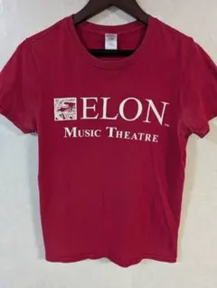 GILDAN　英字　プリント　Tシャツ　レッド　Sサイズ