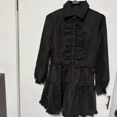 お値下げしました！INGNIフリル付き濃いブラウンシャツワンピース
