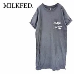 ミルクフェド ロゴ入り　Tシャツ　ワンピース　F 黒 チュニック　￼綿100%のサムネイル