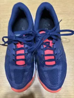 asicsネイビー/オレンジメッシュスニーカー24cm