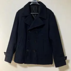 ネイビー ウール ピーコート ダブルブレスト