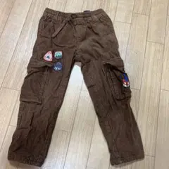 ブラウン コーデュロイ パンツ パッチ付き