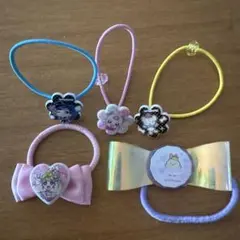 ヘアゴムセット カラフルリボンとキャラクター付き