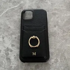 ブラック レザー風 iPhone13ケース