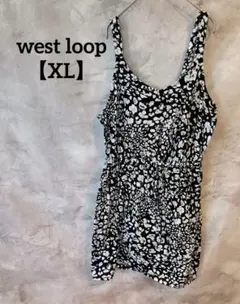 ヒョウ柄✨west loop【XL】白黒アニマル柄　キャミワンピース 白黒模様