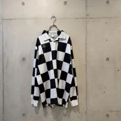 チェック柄 フットボール サッカーシャツ 長袖ゲームシャツ ナンバリング 古着