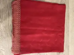 赤い波模様ストール フリンジ付き