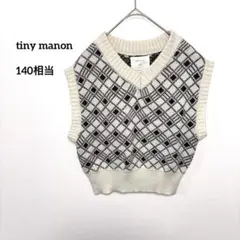 tiny manon キッズタイニーマノンニットベスト 140白/黒 d531