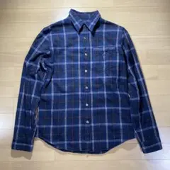 SHIPS JET BLUE ネイビー系チェック 長袖シャツ S
