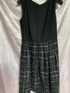 ナチュラルビューティワンピース 黒/チェック⭐︎タグ付きツイード 調ジャンパー