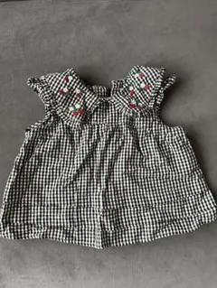 プティマイン　チェック いちごフリルブラウス