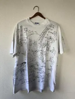 80's Hanes 総柄プリント Tシャツ XLサイズ アート BEEFY