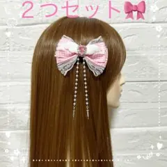 ♥️NEW♥️パールチェーン♡注射器 リボンヘアクリップ ロリータ