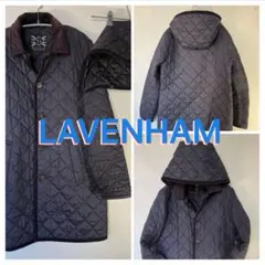 LAVENHAM キルティングコート ネイビー フード着脱可 イギリス製 M