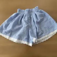 青と白のチェック柄ハーフパンツ 100cm
